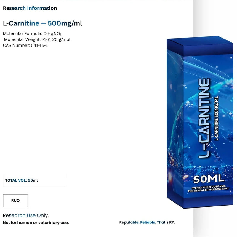 L-Carnitine 500mg x 50ml : Research Only