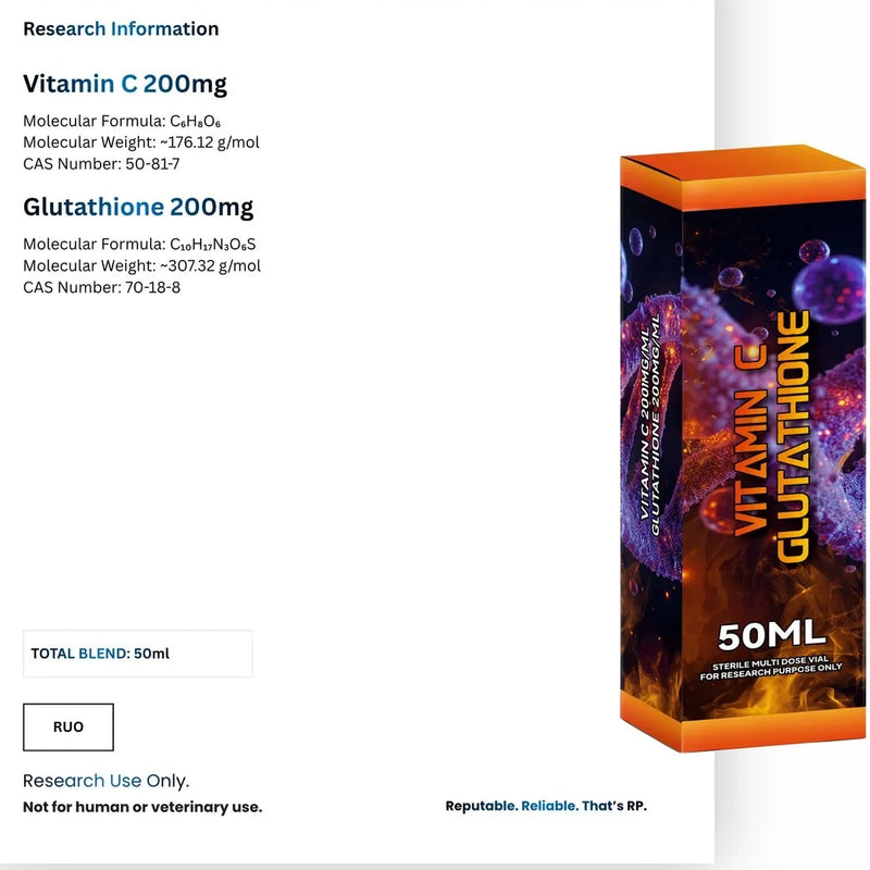 Vitamin C Glutathione 400mg per ml - 50ml : Research Only