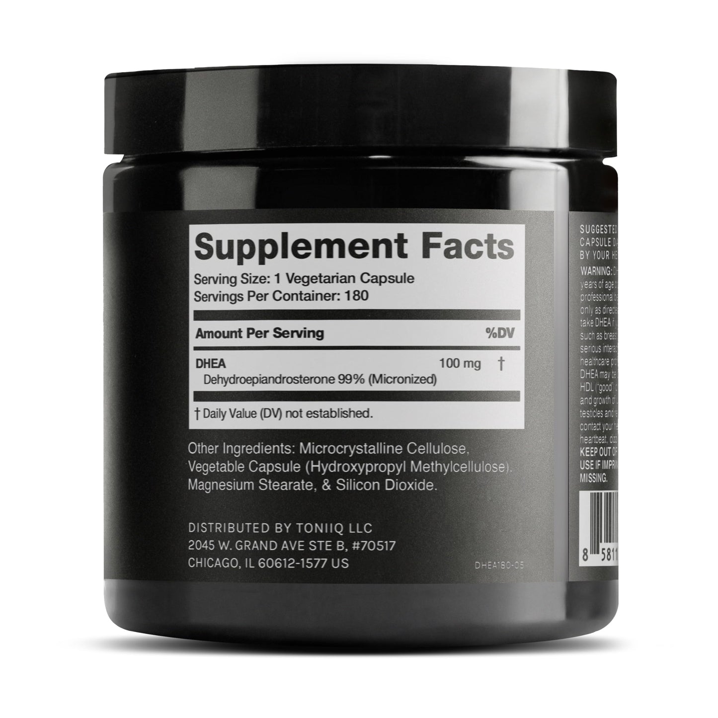 Toniiq DHEA 100mg – Ultra High Purity Micronized DHEA Supplement, 180 Capsules